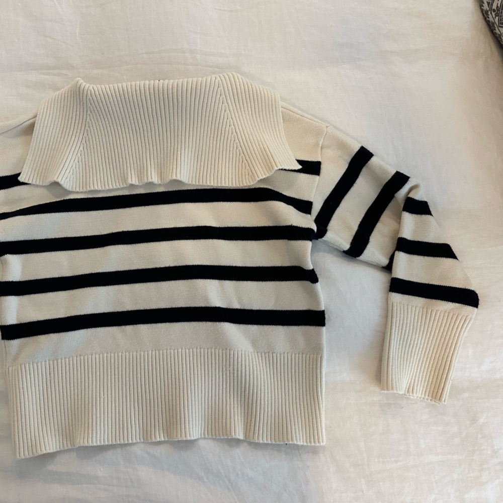 Classic boat, neck, stripe cardigan